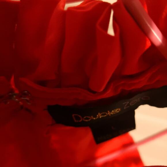 Double Zero Red Embroidered Ruffle Tier Halter Dress L Balletcore Cherry Girl - Picture 6 of 7